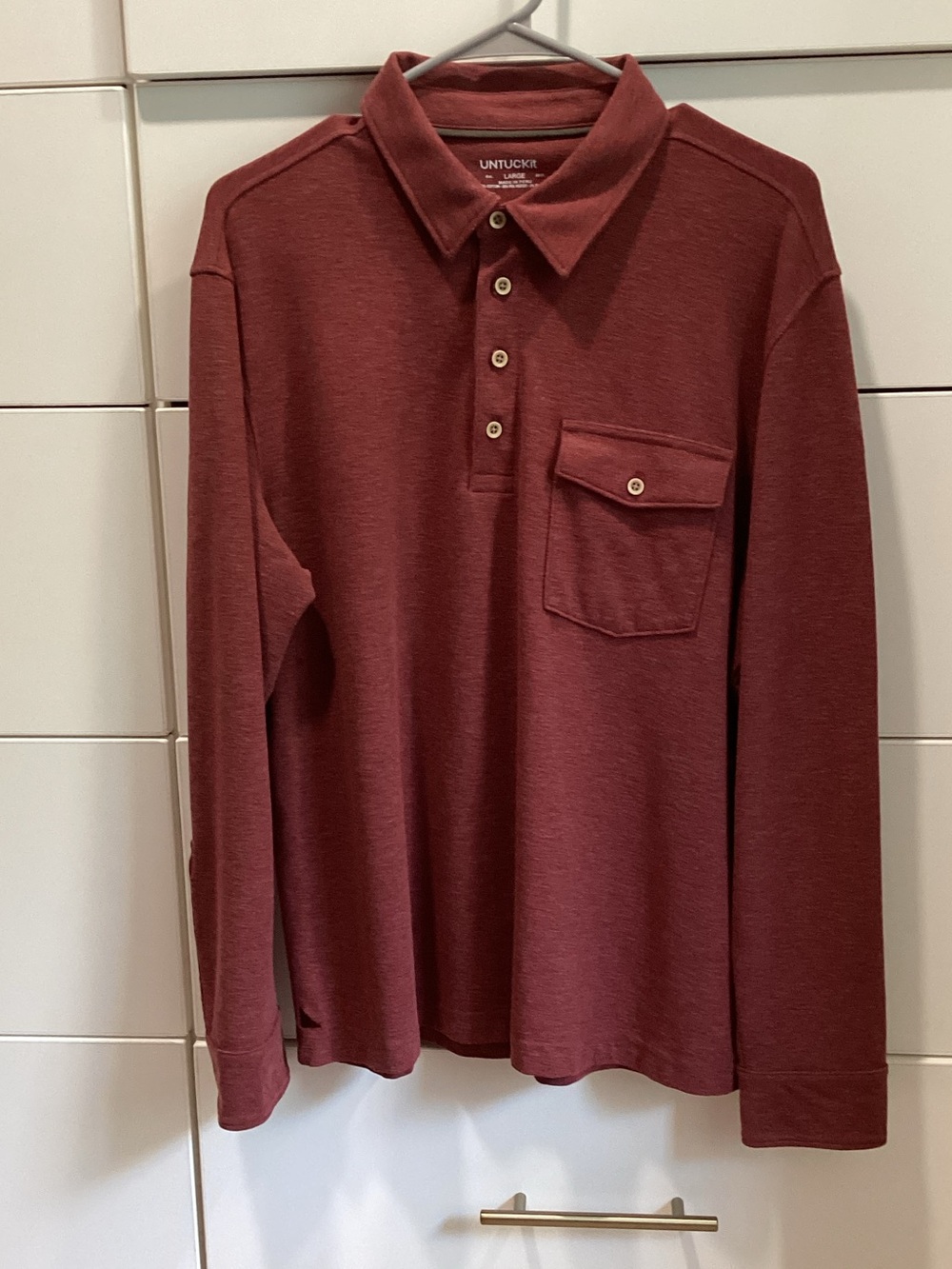 UNTUCKit Long-Sleeve Polo in Burgundy